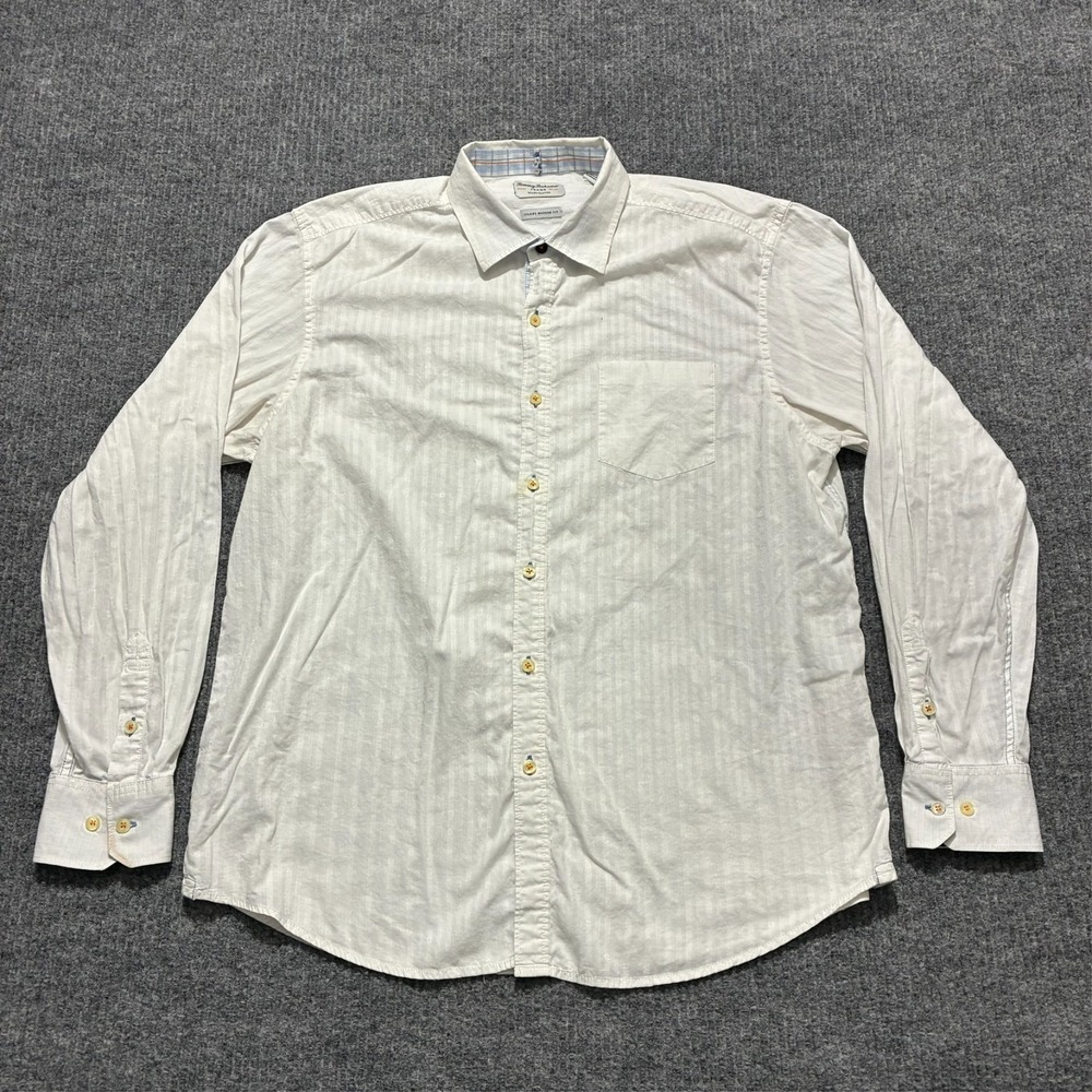 Tommy Bahama Island Crafted Mens Button Up Shirt Large Modern Fit Long Sleeve